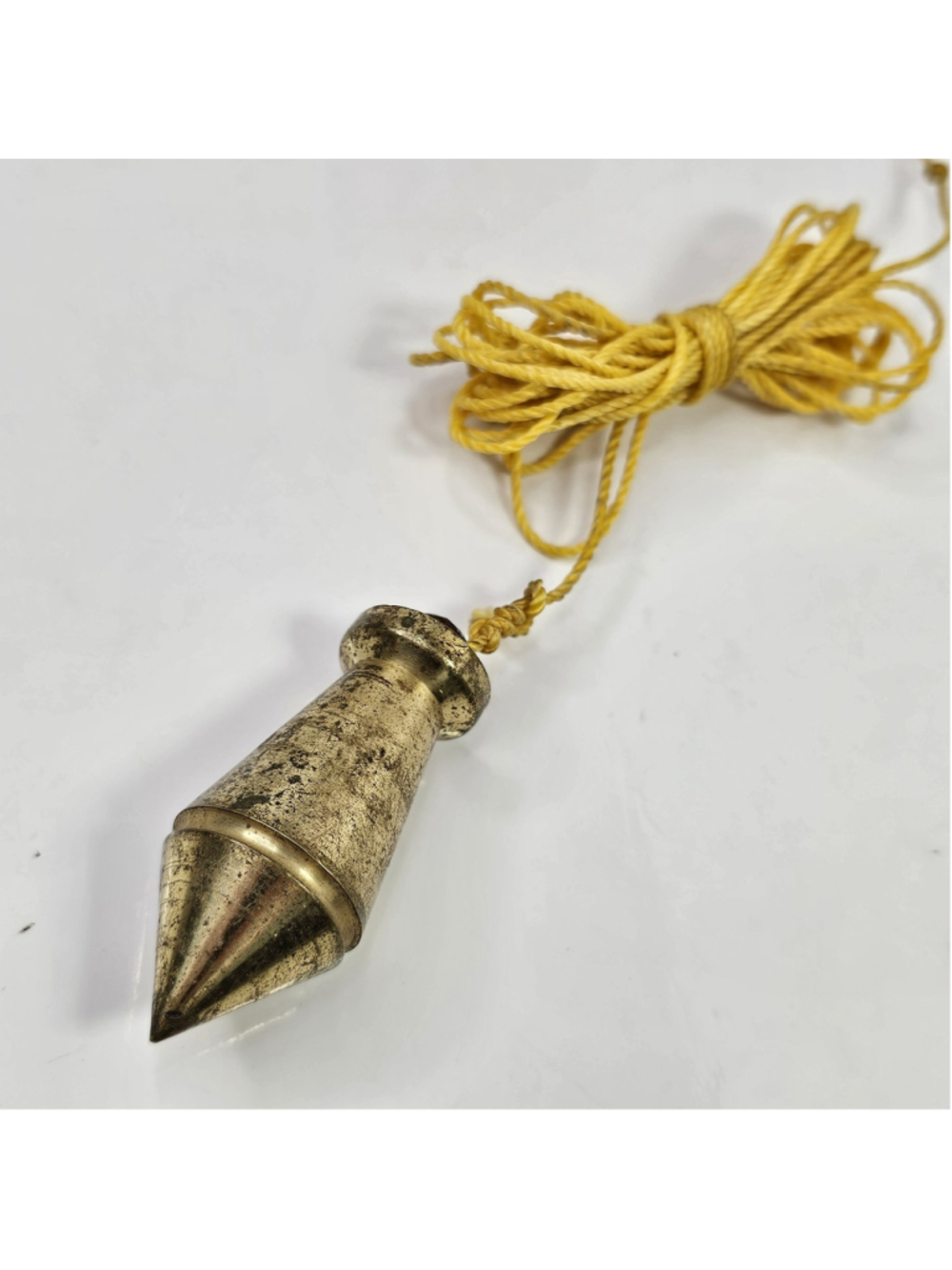 Vintage Brass Plumb Bob With Yellow String – Surveyor Carpenter Tool